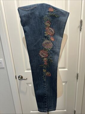 Style & Co. Curvy Skinny Jeans, Floral Embroidery on the Side of Each Pant Leg